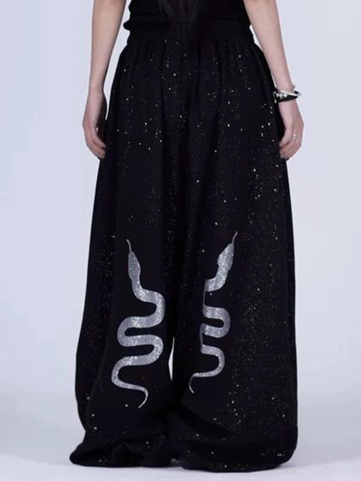American Style Hip Hop Glitter Sports Pants Women's Spring Summer Loose Wide Leg Sweatpants Jazz Dance Floor Length Pants