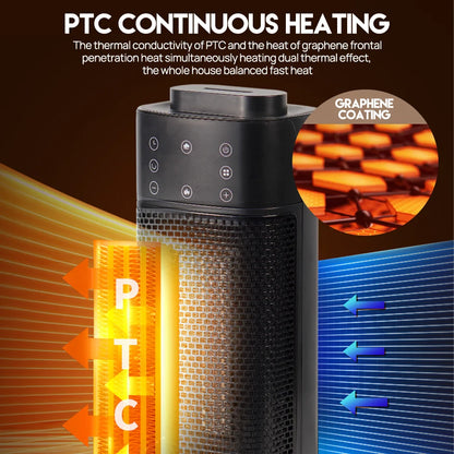 PORIYA 2000W Electric Tower Fan Heater Instant Heating Purifying Fan w/Remote