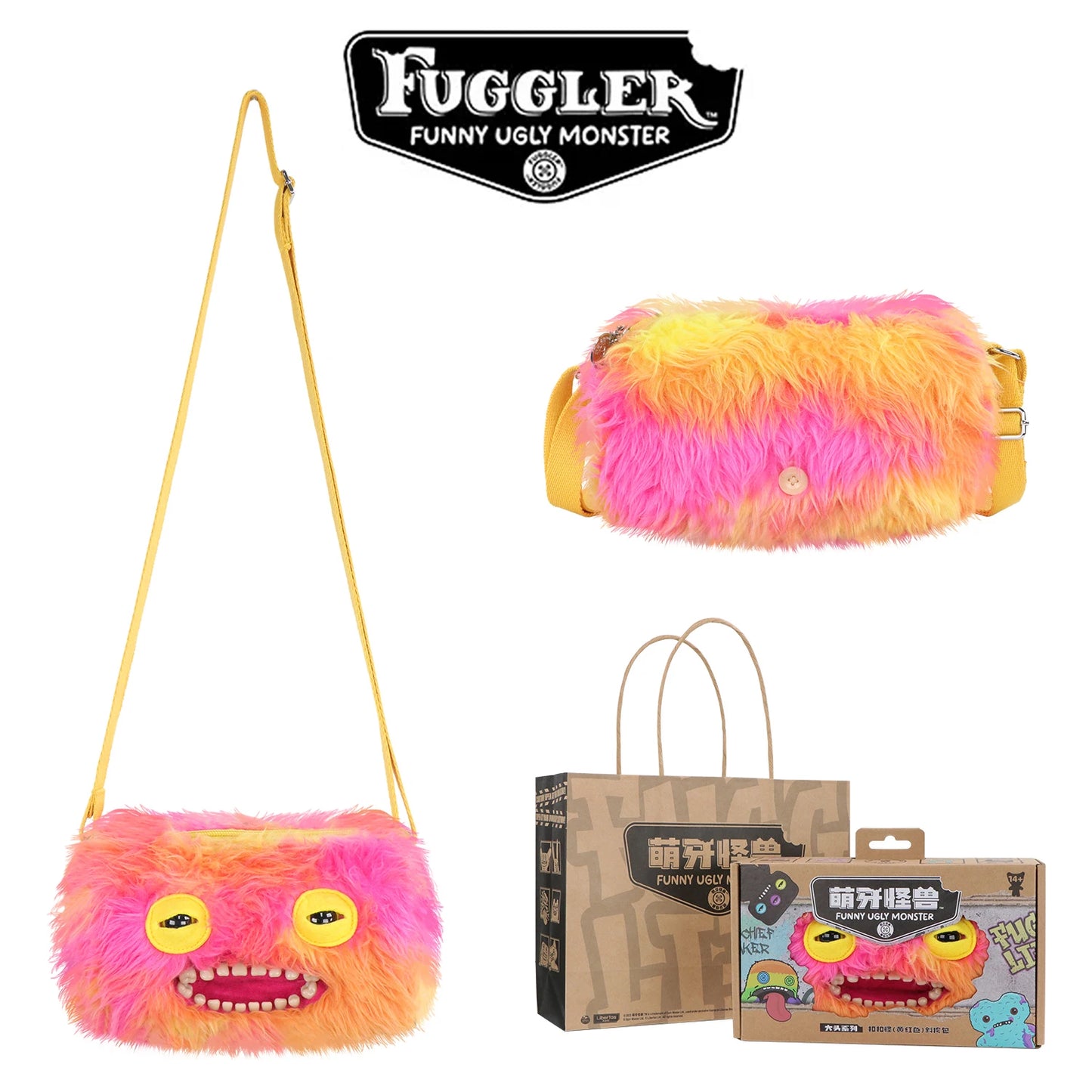 Fugglers Ugly Tooth Monster Fluffy Crossbody Bags Cute Fugg Plush Purse Shoulder Backpack Wallet Girls Boys Cartoon Animal 22CM