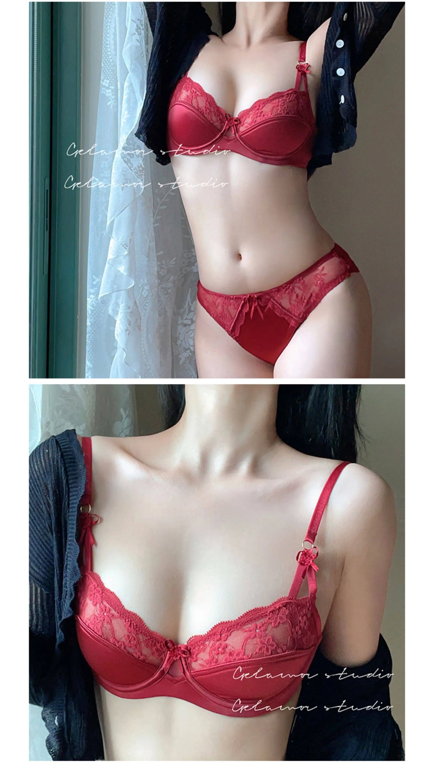 Thin Lace French Bra Set Women Minimizer Push Up Anti-Sagging Back Smoothing Side Support Comfort Sexy Daily Lingerie S-XL 32-38