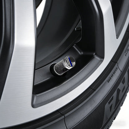 4pcs Carbon Fiber Thin Blue Line Tire Valve Caps, Wheel Decor for Car Accessories, Car Styling Parts