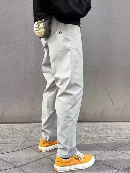 Quick Dry Straight Leg Thin Work Trousers for Men Summer Outdoor Hiking Mountain Climbing Windproof Pants Casual Fashion