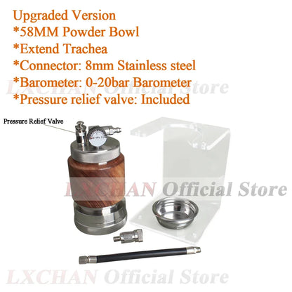 Hui PEC 58MM Pneumatic Espresso Coffee Machine Stainless Steel Portable Espresso Maker with Stand for Home and Camping