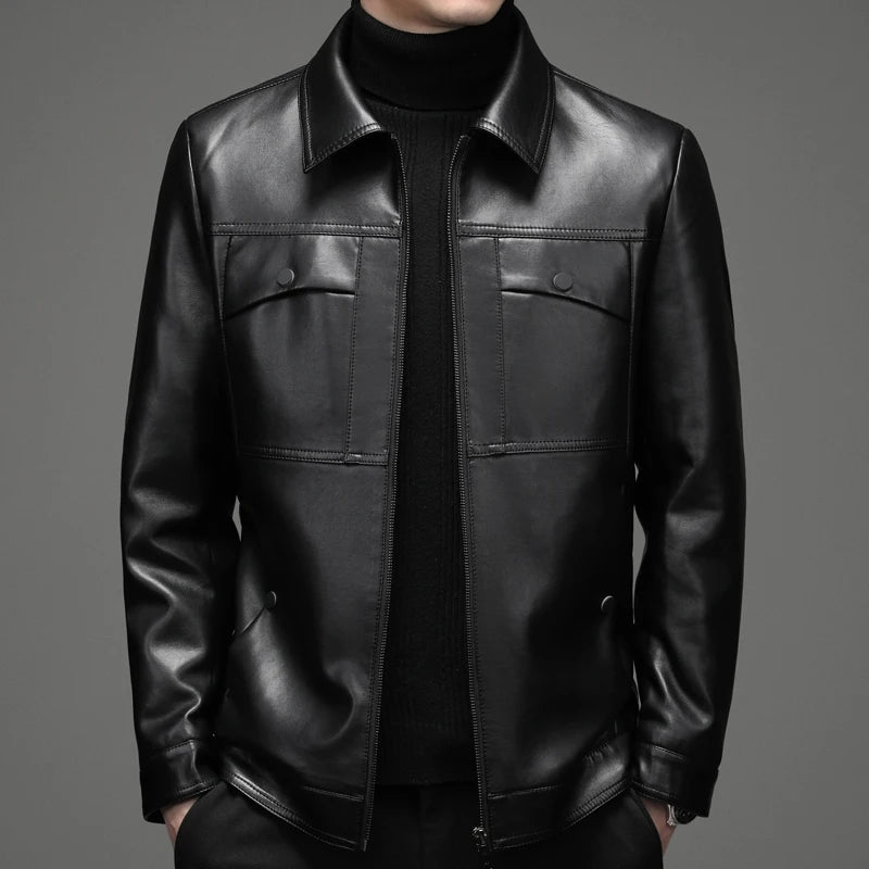 2022 winter Men's Jackets PU Faux Leather thicken Jacket Men Slim Fit Fashion Motorcycle Solid Overcoats Homme full size M-3XL