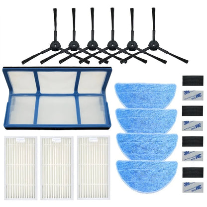 HEPA Filter Side Brush Mop Pads For ILIFE V5s Pro, V5s, V5, V3s Pro, V3s, V3, V50 V55 Robot Vacuum Cleaner, For ZACO V5sPro