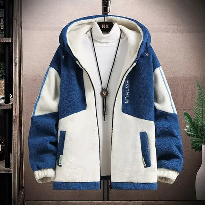 Winter New 2023 Sheepskin Fleece down Cotton Jacket Loose Fit Hooded Large Size Youth Warm Couple Style Outerwear Coat