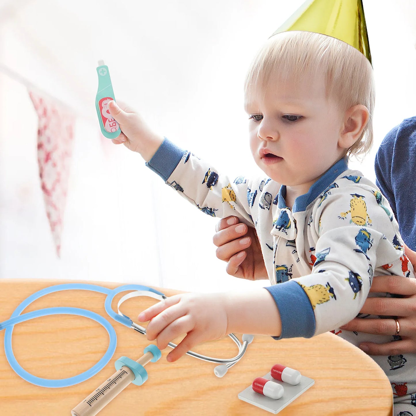 1Set Stethoscope Kid Doctor Kit High-Grade Wood Metal Pretend Play Role Play Set Children Learning Gift Doctor Kit for Kids