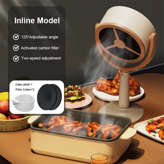Portable Range Hood For Indoor Hot Pot & BBQ, 8W 3000mAh with 10 Filter Sponges, Adjustable Angle Desktop Exhaust