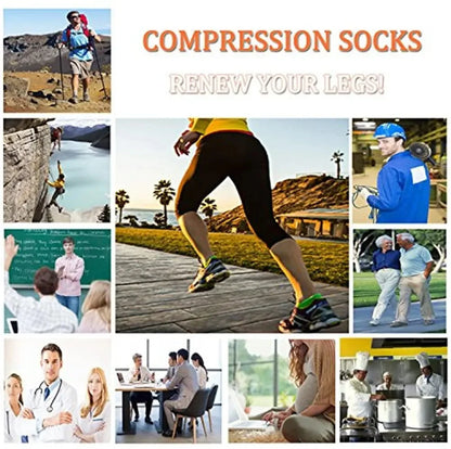3/6/7 Pairs Compression Socks Women Medical Edema Running Socks Men Knee Length Cycling Socks  Football Basketball Outdoor trave