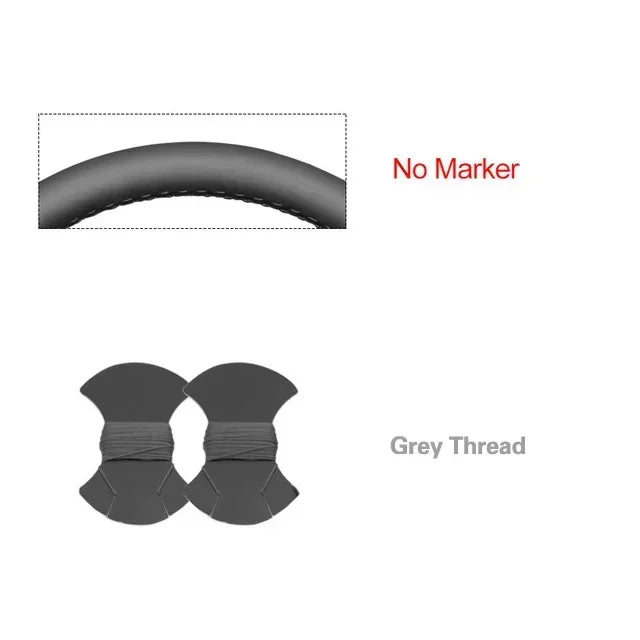 Black Faux Leather Car Steering Wheel Cover for Seat Ibiza (6J) 2008-2015 MII 2013-2020
