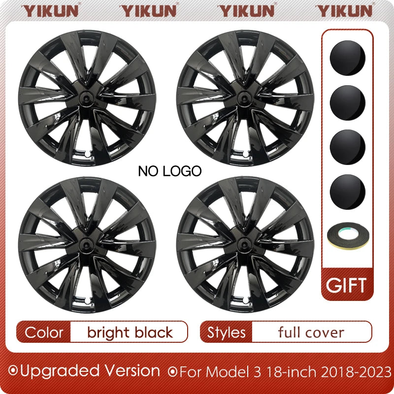 4PCS Hub Caps for Tesla Model 3 18 Inch Wheel Cover Performance Replacement Aero Wheels Full Rim Accessories 2018-2023 2022 2021