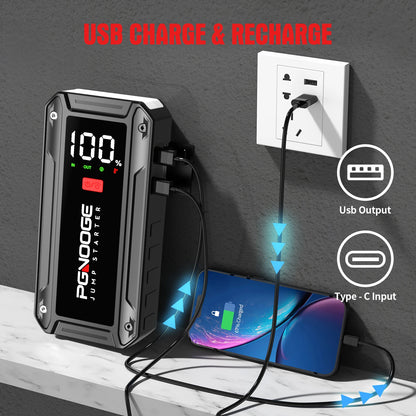 PGNOOGE 6000A 26800mAh Car Jump Starter, Car Battery Booster, Car Jump Starter Power Bank, Car Starter, Portable Battery Pack