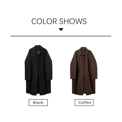TFETTERS Brand Japan Woolen Overcoat Man Casual Autumn Winter New 2026 Thickening Windbreak Coat Male Daily Vintage Clothing