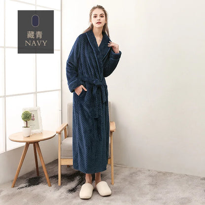 Thickened Extended Bebe Velvet Couple Robe Women's Winter plus Size Fashion Sleepwear Men's XXXL Sexy Home Clothes Pyjamas