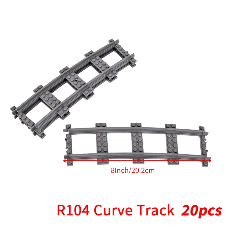 MOC City Bricks Train Flexible Construction Parts Railway Curve Track R104 Building Blocks Model Accessories Compatible 53401