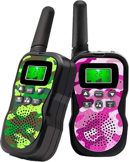 2 Pack Kids Walkie Talkies with Flashlight & LCD Screen, 3 Miles Long Range, Perfect for Outdoor Adventures, Camping and Hiking