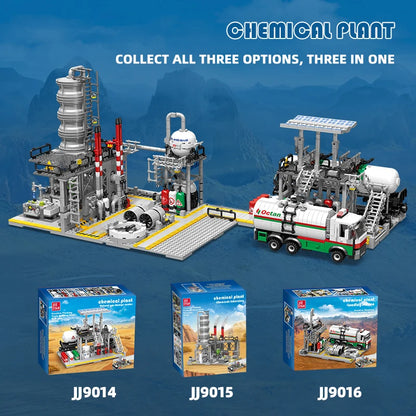 City Street View Building Blocks Natural Gas Storage Center Laboratory Transport Station 3 In 1 Assembly Model Bricks Adult Gift