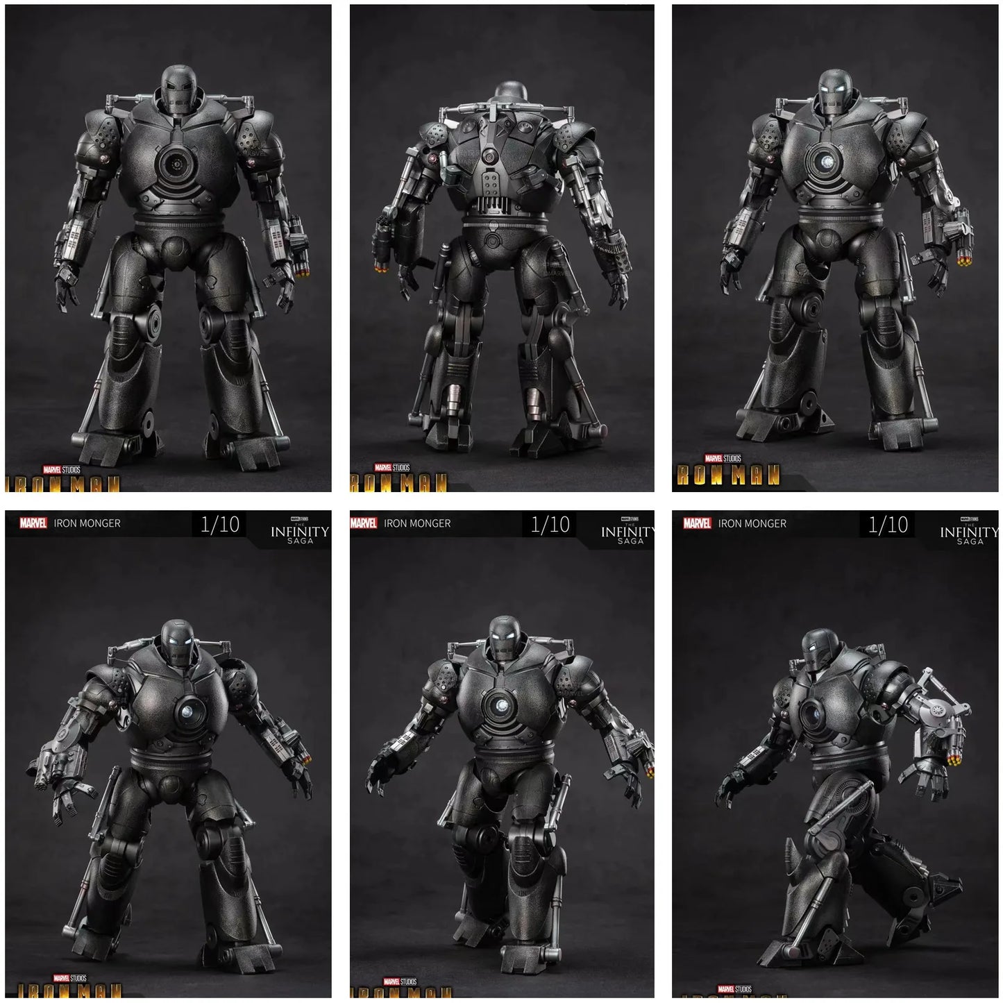 ZD Toys Marvel LED Light Classic Iron Man Iron Monger 1/10 8" Action Figure Ironman Movie Obadiah Stane Model Doll
