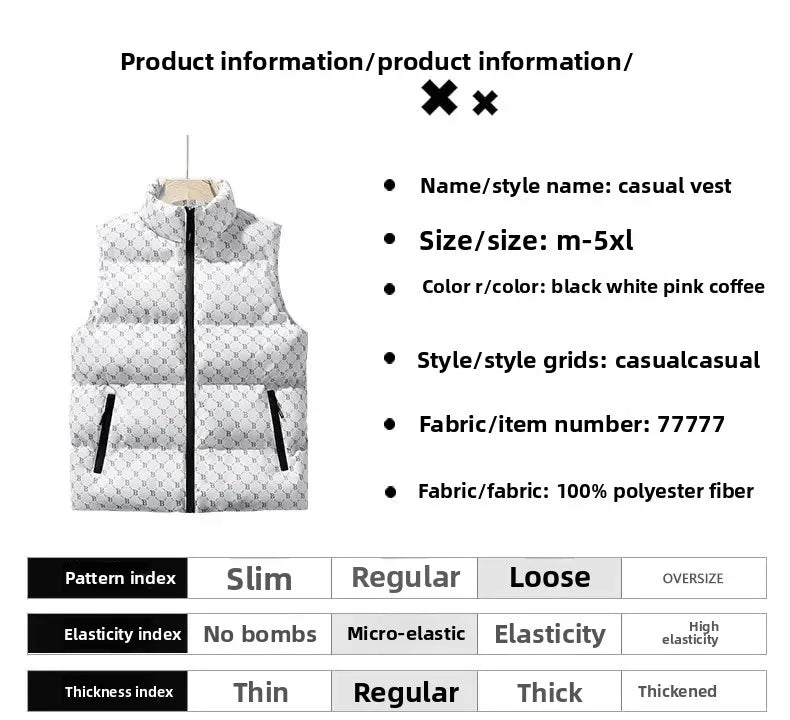 2025  Men's down Cotton Vest Autumn Winter New Style Youth Shoulder Warm Outerwear Men's Tank Top Vest Jacket