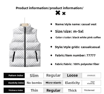 2025  Men's down Cotton Vest Autumn Winter New Style Youth Shoulder Warm Outerwear Men's Tank Top Vest Jacket
