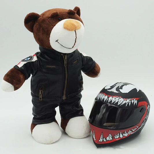 Kawaii helmet and teddy bear motorcycle decorations cute anime filled soft plush toys as gifts for friends during holidays
