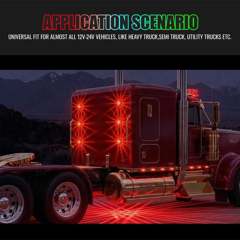 Watermelon Lights, Amber LED Side Marker Turn Signal Lights with Metal Bezel, IP65 Waterproof Clear Lens, for Freightliner Truck