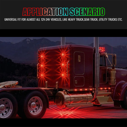 Watermelon Lights, Amber LED Side Marker Turn Signal Lights with Metal Bezel, IP65 Waterproof Clear Lens, for Freightliner Truck