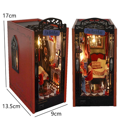 DIY Wooden Doll Houses Book Nook Shelf Insert Kit Miniature Model Kits 3D Puzzle Bookshelf With  LED Lights For Christmas Gifts
