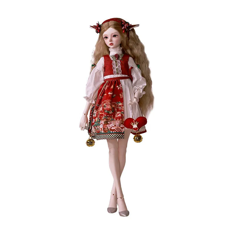 Celia Ball Jointed Doll 1/4 Christmas Fullset Ball Jointed Dolls for Red Dress Party Gift Toys Collection Shugafairy