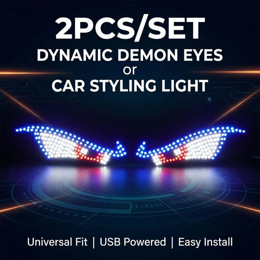 Dynamic Atmosphere Warning Lamp Car Rear Windshield LED Demon Eye Light USB Plug Play Flexible Acrylic Sticker Auto Accessories