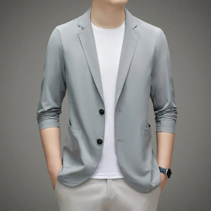 Men's Summer Thin Ice Silk Blazer Sunscreen Casual Jacket Lightweight Breathable Spring Summer Outerwear Single Suit Coat Top