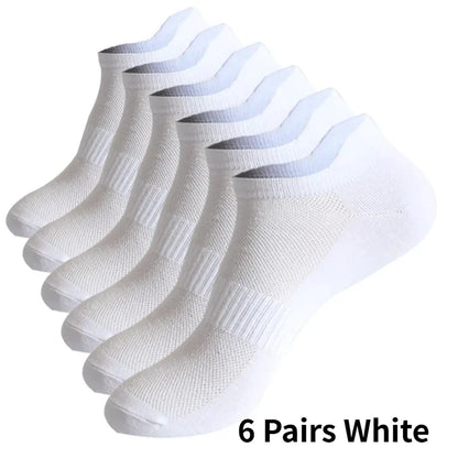 1/6/12 Pairs Unisex Ankle & Boat Socks For Men Women Couples Cotton Breathable Mesh Athletic Sports Running Solid Plus Size