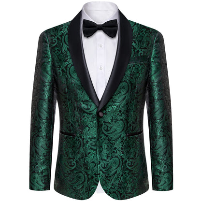 Men's Suits Blazer Green Red Silver Color Paisley Luxury Wedding Prom Business Banquet Suit Coat Men Clothing Jacket