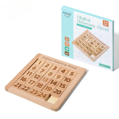 AIUAZA Wooden Number Sliding Puzzle，Brain Teasers Toy Tangram Slide Puzzle Game，Sequential Puzzles Board Game，Educational Toy