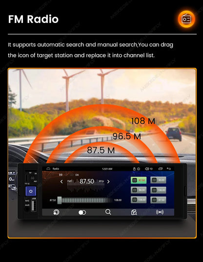 1din 6.86inch HD Touch Screen Multimedia Player Wireless For Apple Carplay Android Auto Support Bluetooth AUX Mirror Link FM SWC