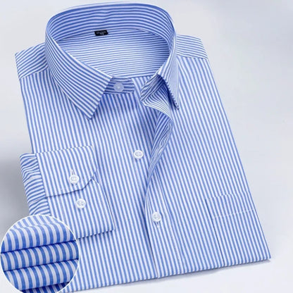Men's Striped Long Sleeve Shirts 2026 Autumn Anti-wrinkle Business Shirt Fashion Casual Comfortable Breathe Slim Fit Shirts