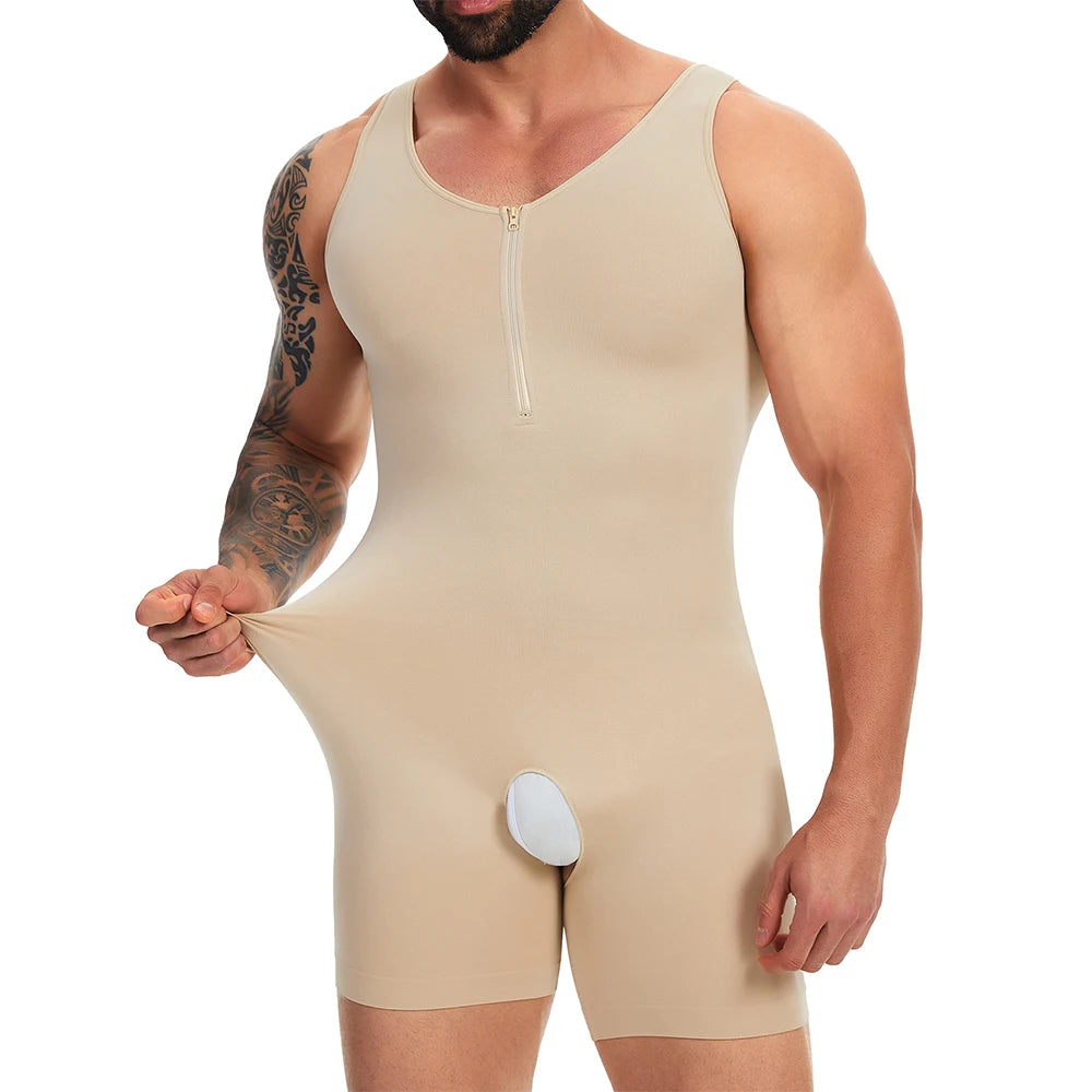 Men Body Shaper Bodysuit Tummy Control Shapewear Slimming Compression Underwear with Zipper Undershirt Fajas Para Hombres New in