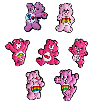 5-100PCS Rainbow Bear Shoes Charms DIY PVC Shoe Bag Wrist Strap Accessories For Wristband Pendant Decoration Kids Party Gifts