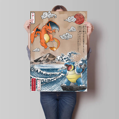 Classic Canvas Hd Prints Poster Pokemon Charizard Blastoise Cartoon Character High Quality Home Living Room Mural Decorative