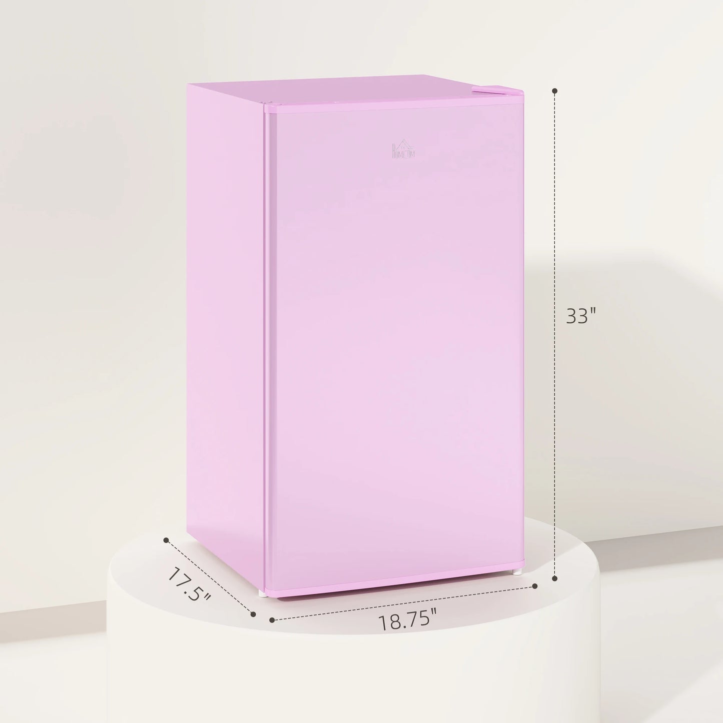 3.2 Cu.Ft Mini Fridge with Freezer, Single Door Compact Refrigerator with Adjustable Thermostat, Reversible Door, Pink
