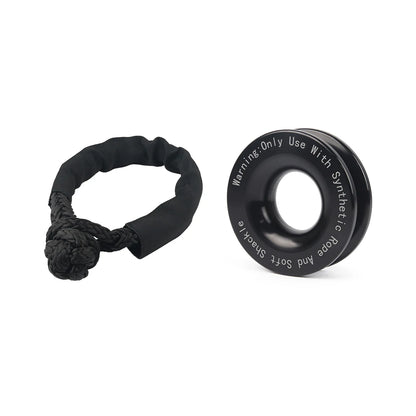 53000lbs Winch Rope Synthetic Soft Shackle+Recovery Ring Set Rugged Shackles With Protective Sleeve for Truck Vehicle Recovery