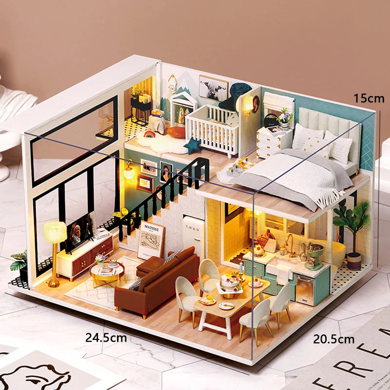 DIY Doll Houses Kits 3D Wooden Puzzles Mini Doll House Assembly Building Furniture Handmade Toys For Xmas Birthday Gifts