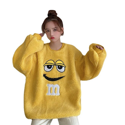 Lamb Fur Ulzzang Hoodie Women Winter Loose Korean Style Ins Lazy BF Thickened Fleece Salt System Streetwear Coat