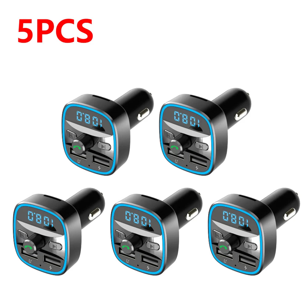 Portable Car Bluetooth 5.0 FM Transmitter Car MP3 Player Practical Multi-functional Dual USB Fast Charging Wireless Car Charger