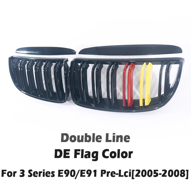 Carbon Fiber Chrome M Color Chrome Gloss Matte Black Grille Kidney Grill For BMW 3 Series E90 E91 Pre-Facelift 2005-2008 320 330