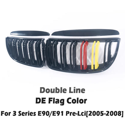 Carbon Fiber Chrome M Color Chrome Gloss Matte Black Grille Kidney Grill For BMW 3 Series E90 E91 Pre-Facelift 2005-2008 320 330