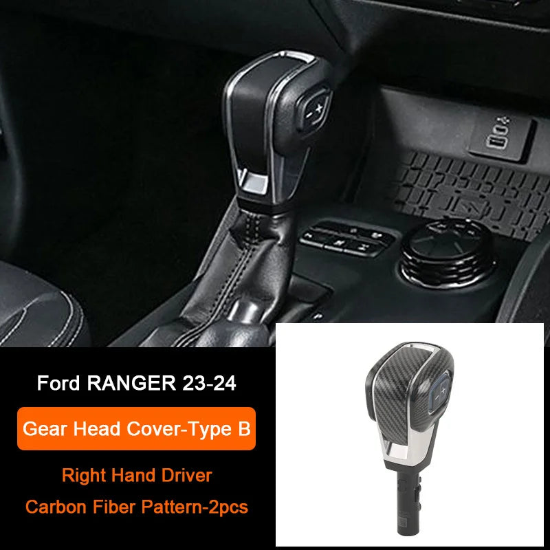 Carbon Fiber Car Interior Overlay Accessories For Ford Ranger Raptor Wildtrak T9 2022-2025, Central Gear Shift Panel Door Trim