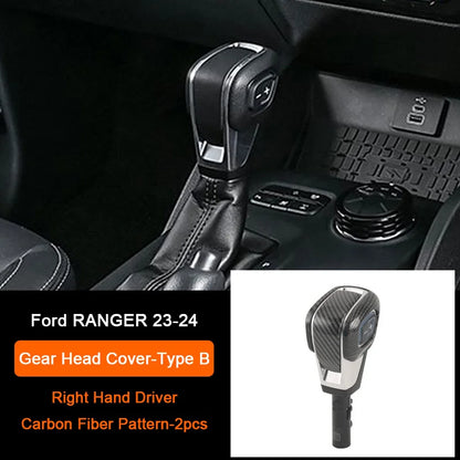 Carbon Fiber Car Interior Overlay Accessories For Ford Ranger Raptor Wildtrak T9 2022-2025, Central Gear Shift Panel Door Trim
