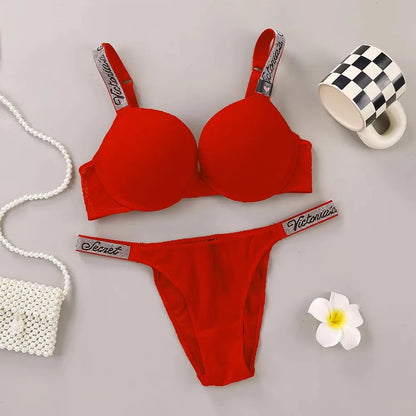 Victoria's Secret Lingerie Set Underwear Set Bras and Panty Set Women's Fashion Sexy Lingerie Sporty Padded Adjustable push up