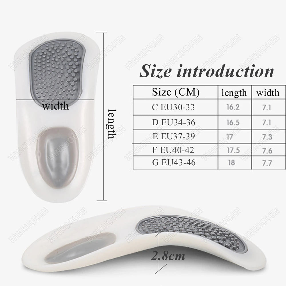 Half arch support orthopedic Insole Flat Foot correct 3/4 length orthotic Insoles insert shoe pad men women massage foot care